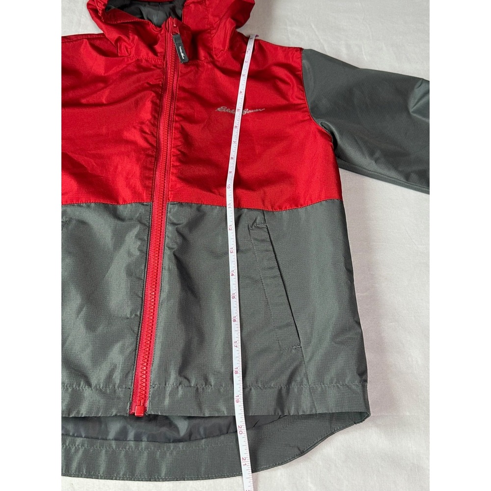 Eddie Bauer Kids Rain Jacket Red & Gray Hooded Lightweight Dual Full Zip XS 5/6 - Picture 14 of 16